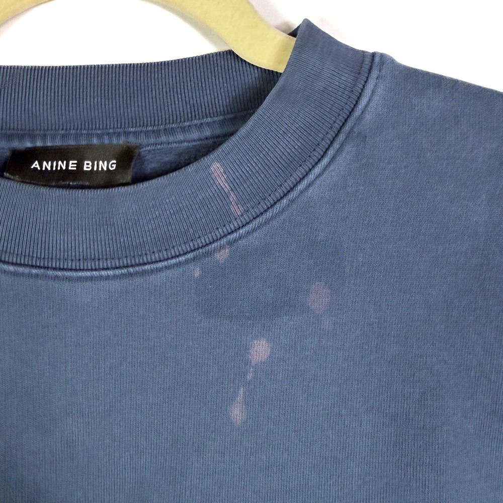 Anine Bing Miles Sweatshirt Navy Blue Chenille AB Patch Varsity Womens Sz S - Picture 5 of 10
